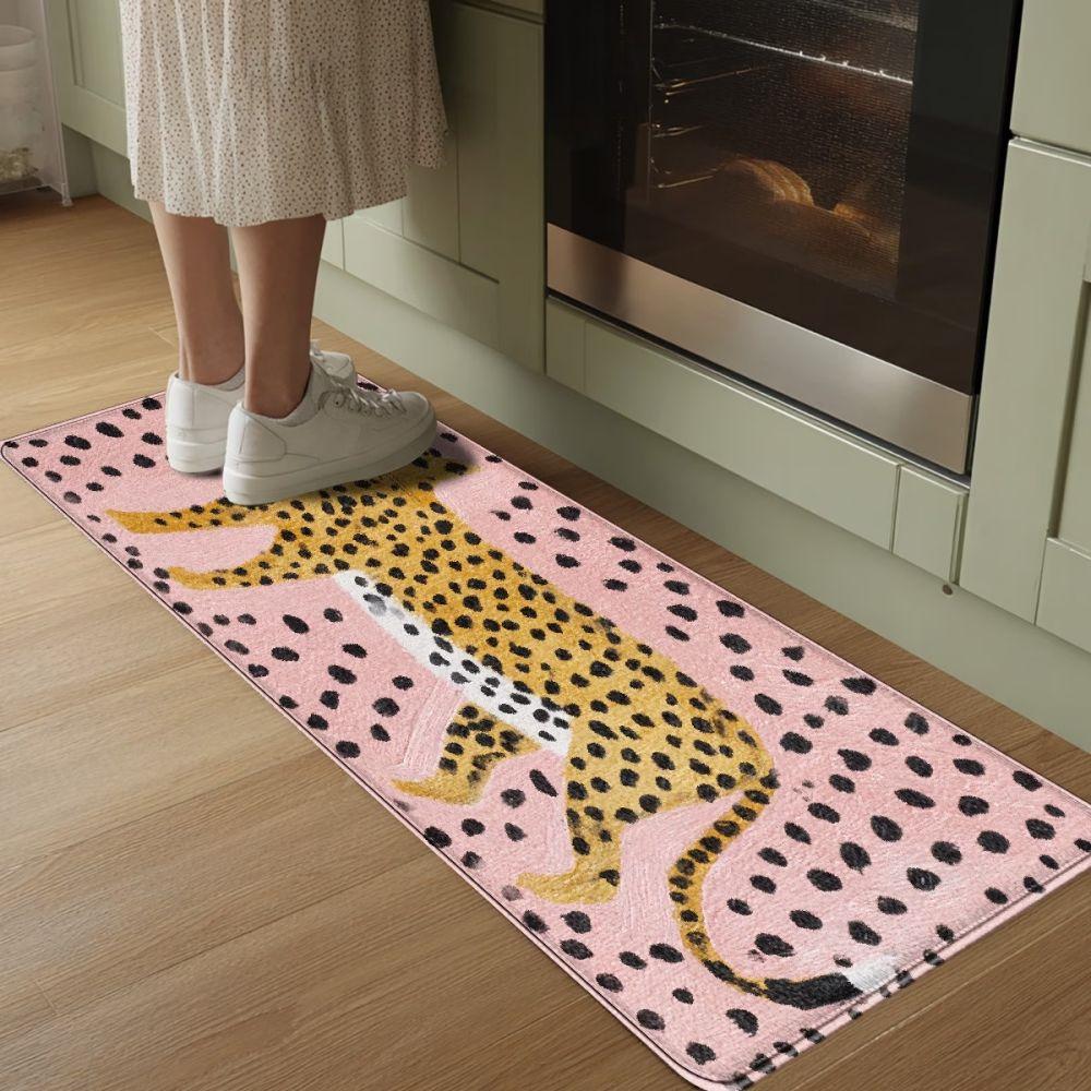 Jaguar Leopard Print Long Carpet Washable Non-Slip Kitchen Mat Bedroom Hallway Carpet Home Decor