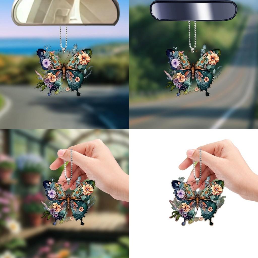 Flat Surface Acrylic Butterfly Pendant Ornament For Vehicle Decor Interior