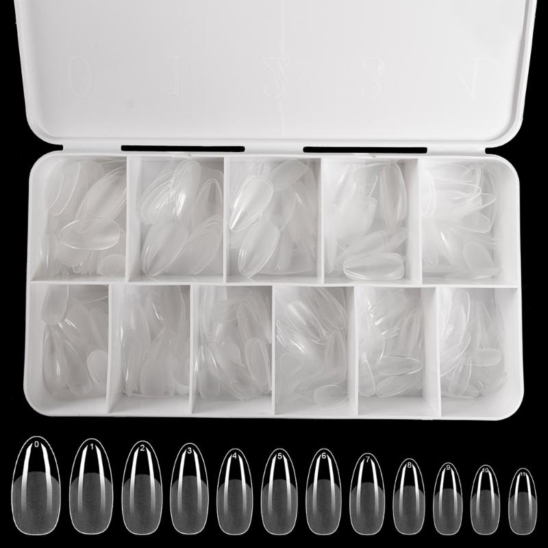 Średnie Kształt Migdała Końcówki Żelowe do Paznokci 550 SZT Wstępnie Wytrawione Przezroczyste Sztuczne Paznokcie Manicure dla Profesjonalistów i Początkujących