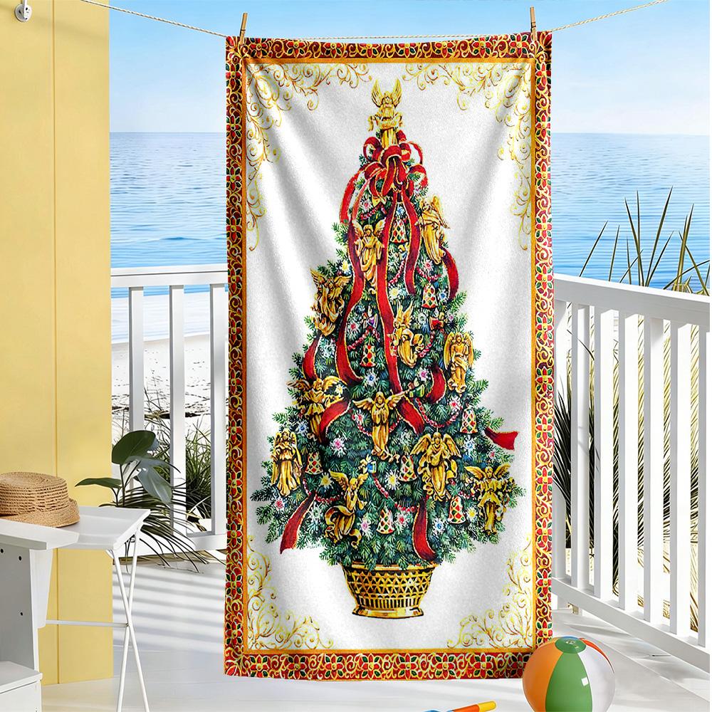 Christmas Beach Towel Soft Durable Quick-Dry Comfortable Lightweight Suitable for Sports, Travel, Swimming, Yoga, Bathroom, Beach, And Pool