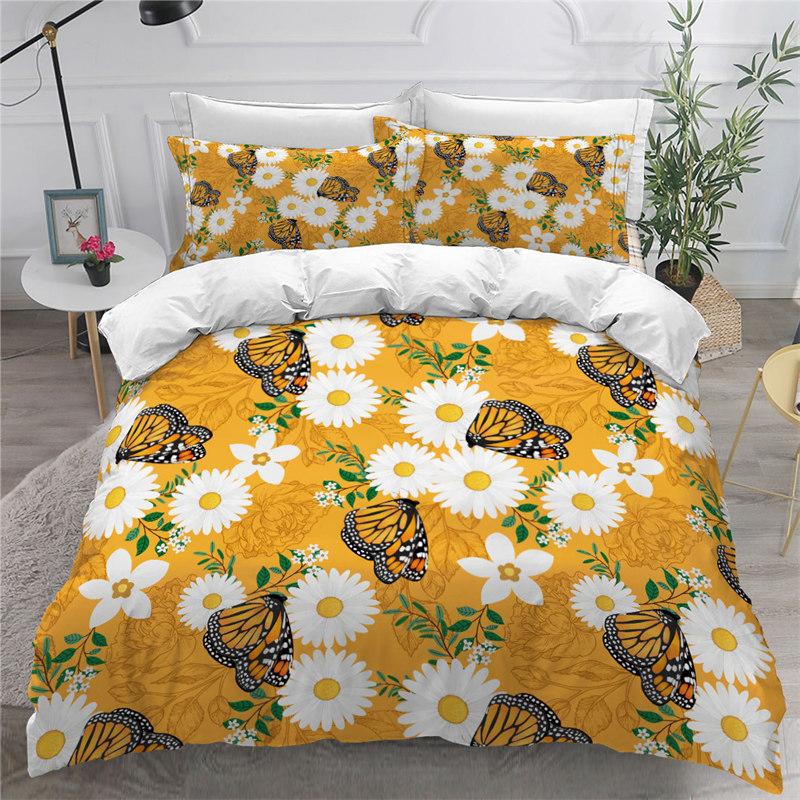 Colorful Butterfly And Floral Duvet Cover Set King Size Butterflies Theme Bedding Set For Kids Girls Comforter Cover Pillowcases