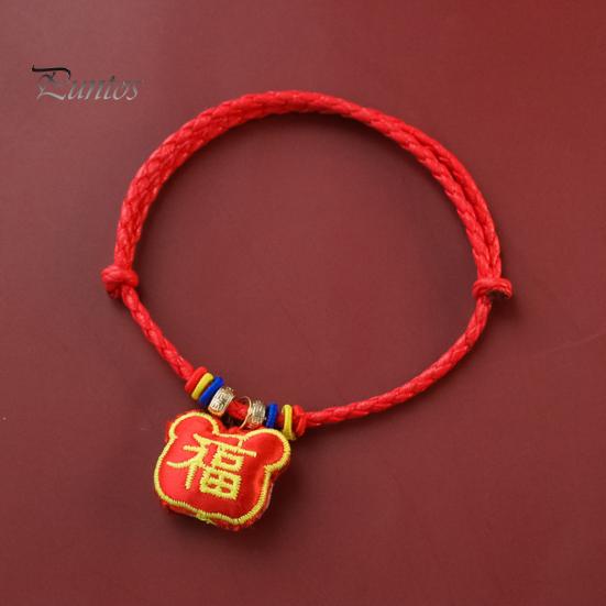 Cat Collar Pet Vibrant Color Adjustable Friendly to Skin Wear Resistant Ultra-Light Dress Dog Up Polyester Chinese New Year Lucky Red Pendant
