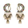 Oil Dripping Multi-color Ethnic Style Half-moon Indian Trendy Bell Ladies Earrings