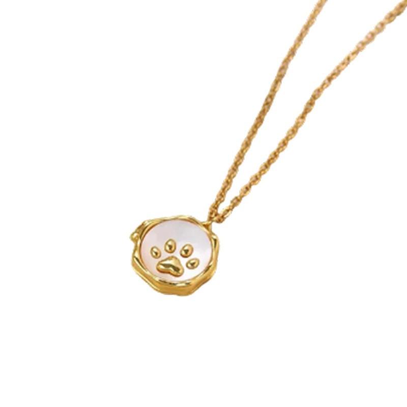 Custom Photo Pendant Necklace With Cat Paw Shape Resin Charm Stainless Steel Chain Women Men