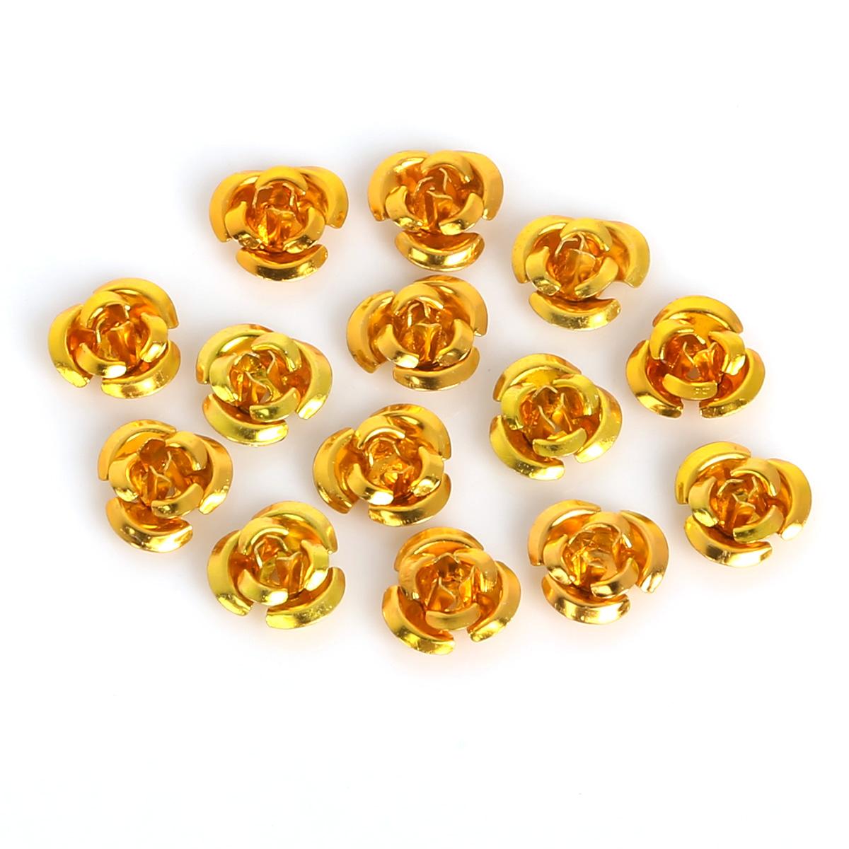 

100 шт., алюминиевые украшения в форме роз, производство, свадебная вечеринка, сделай сам, украшения, разноцветные бусины, украшение для дома 8mm золотой