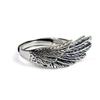 Adjustable Open Ring Men Women Sterling Feather Wing Design Minimalist Vintage Boho Jewelry