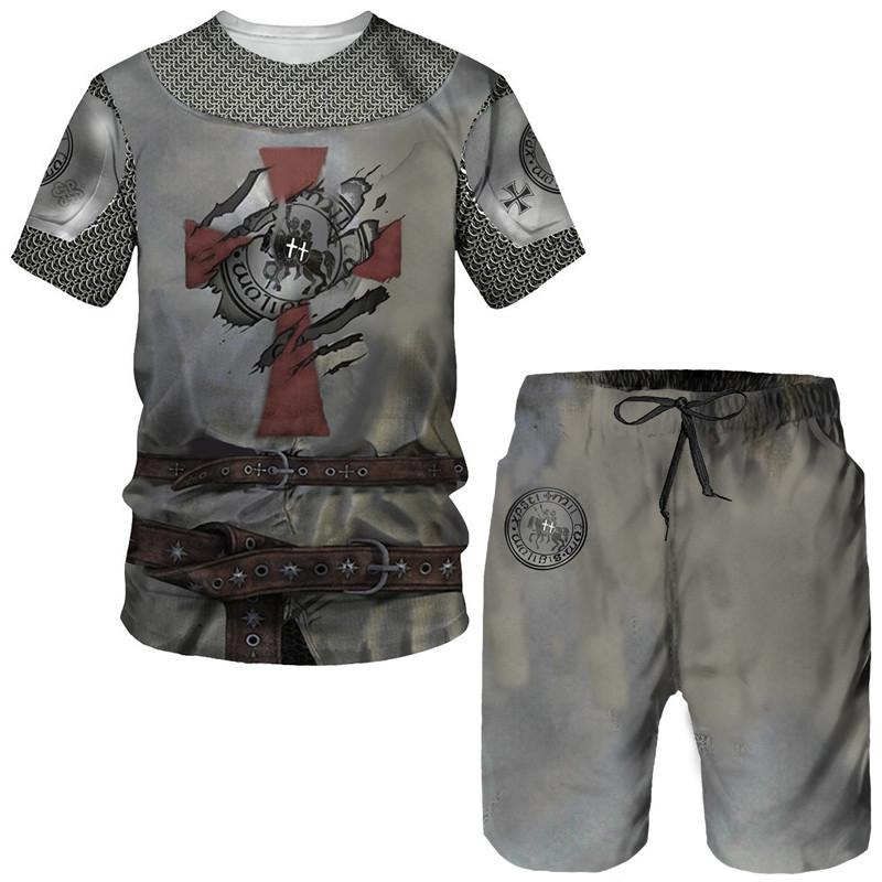 

Мужская футболка Temple Knight с 3D принтом, летний топ с круглым вырезом и короткими рукавами, мужская модная повседневная футболка в 3D стиле 6XL