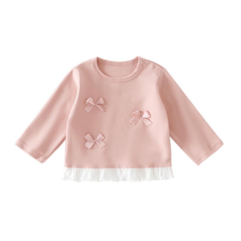 New Baby Girl Lace Base Layer T-Shirt - Spring/Autumn Korean Style Sweet Top