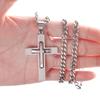 Fashion Classic Cross Male Necklace Silver Color 316L Stainless Steel Curb Chain Pendant Necklace for Women Men Jewelry Gift