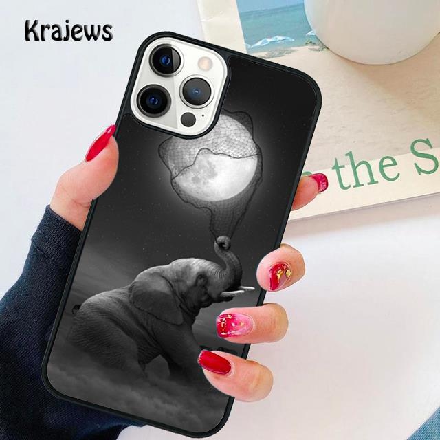 Baby Elephant Moon Soft Phone Case For iPhone 17 Air 16 15 Max Plus 11 12 13 Pro Max Phone Cover coque Fundas