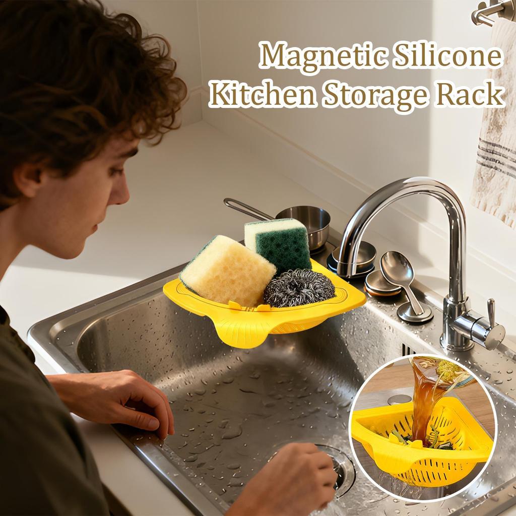Corner Sink Strainer Basket Silicone Auto Dump Kitchen Storage Rack Sink Drain Strainer Basket For Trash Food Waste Leftovers