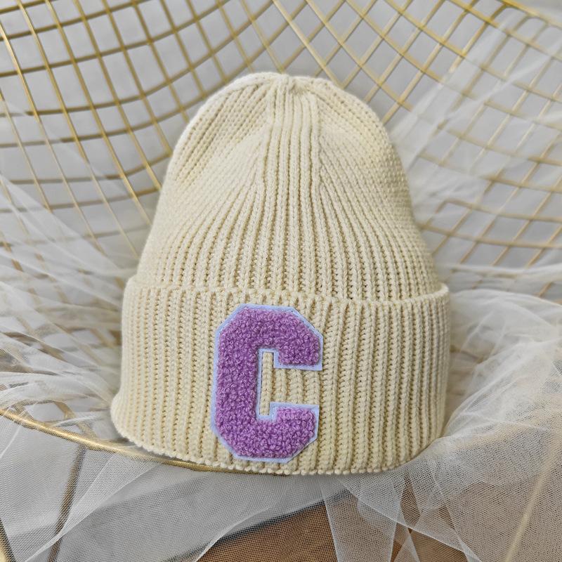 Korean Version Simple Large C Letter Wool Hat Autumn Hat Women New Age Reduction Warm Ear Protection Knit Hat Winter Student