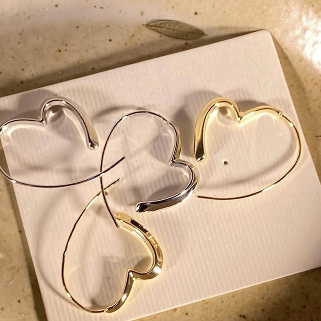 Luxury Heart Drop Earrings Vintage Stud Earrings for Women Circle Ear Piercing Gold Silver Color Ear Hook Trendy Jewelry