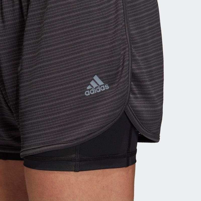 Adidas Two-In-One Double-Layer Knit Training Shorts Women Bottoms Black CW4054