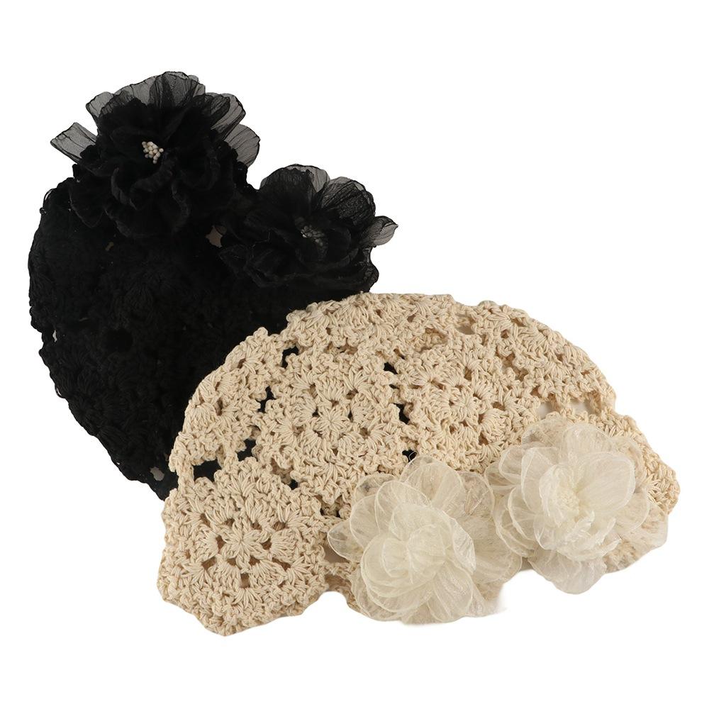 Hollow Out Crochet Hollow Flower Knitted Hat Elegant Knit Cap Retro Warm Beanies Hat Autumn