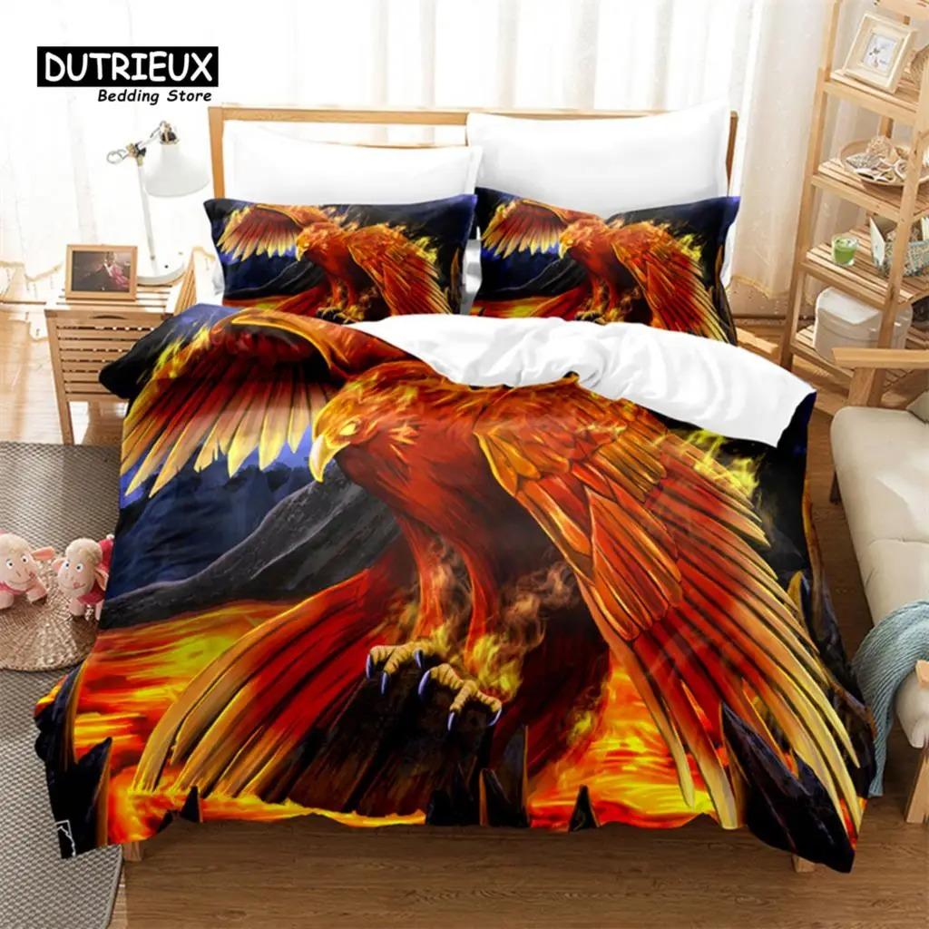 Flaming Phoenix Bed Cover Full Queen Size Phoenix Nirvana Fired Volcano Bed Ensemble Premium Microfiber Comforter Cover For Teen Adult Decor
