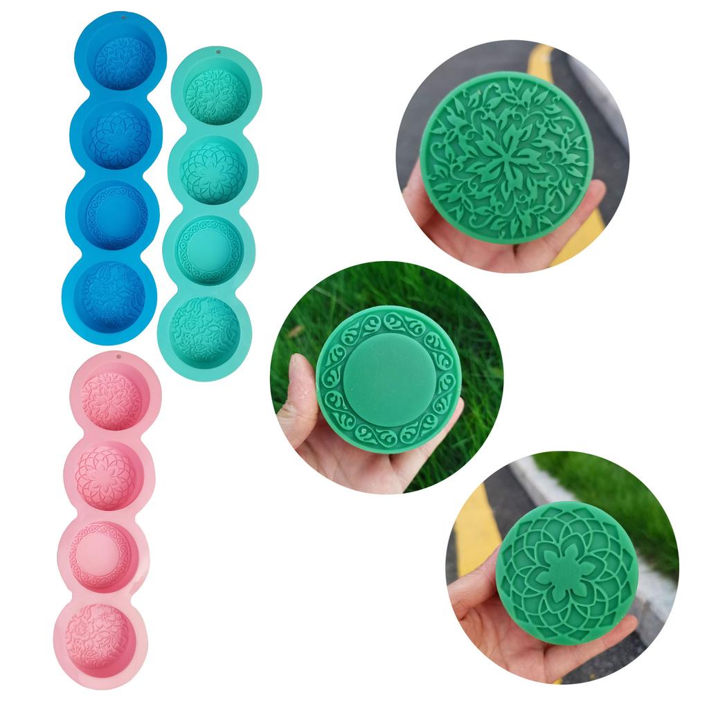 Flower Pattern Silicone Candle Molds for Epoxy Resin Home Decoration 4 Cavities Fondant Silicone Mold for Cake Baking