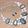 Moonstone Facited  LabradoriteGemstone Jewelry Necklace &Earrings 18-20''