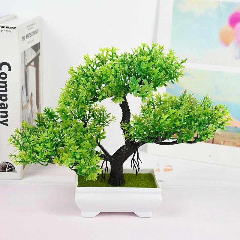Kunstige planter Bonsai Liten Trepotte Falske Plante Blomster Potte Ornamenter For Hjem Rom Bord Dekorasjon Hotell Hage Dekor