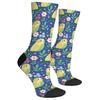Cartoon Parrot Floral Cute Socks Happy Fun Crew Socks Harajuku Style Unisex Comfortable Casual Hip Hop Trend Socks Novelty Gift