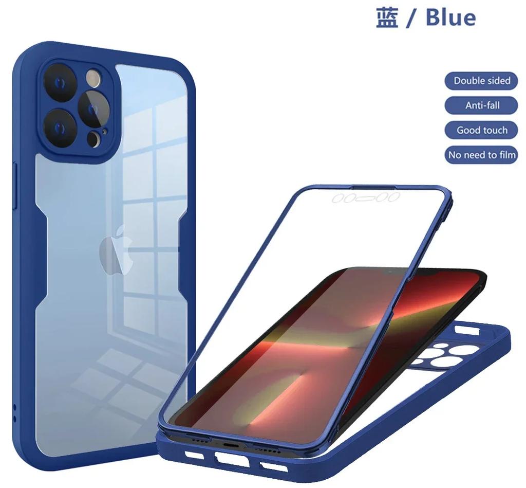 360 Degree Full Protect Liquid Silicon Case for iPhone 16 16E 15 14 13 12 11 Pro Max X XR SE Plus Shockproof Cover Screen Film