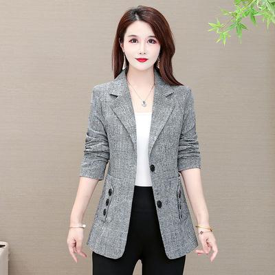 Blazer xadrez primavera outono moda elegante high street manga comprida temperamento confortável casual chique blazer empresarial