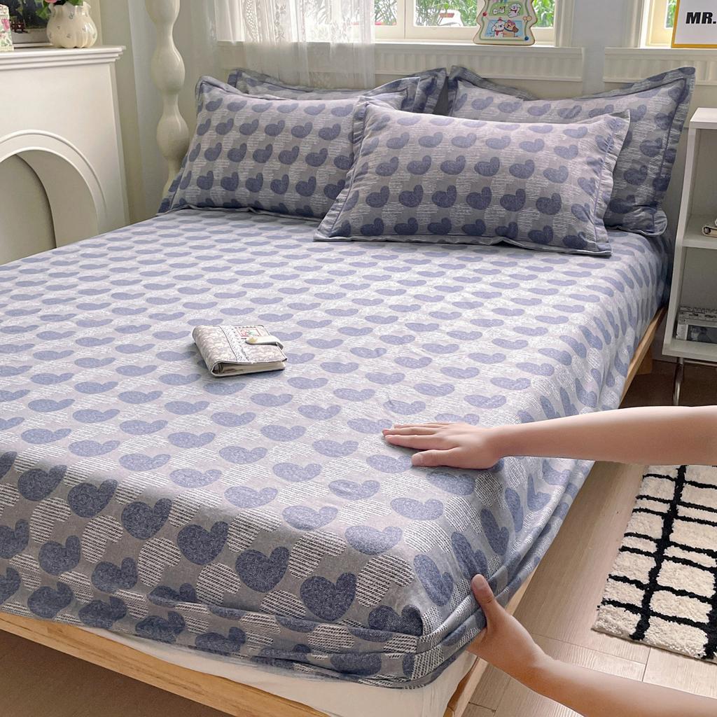 Cotton Fitted Sheet featuring Elastic Bands Non Slip Adjustable Mattress Cover Plant Flowers Printed designed for Double King Queen Bed