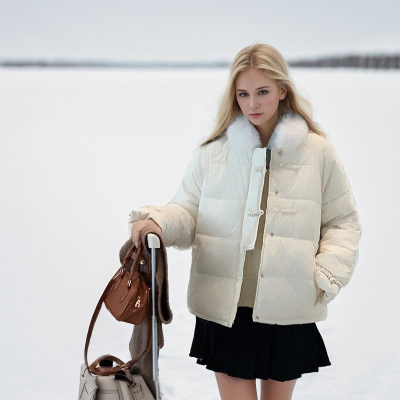 GMXIA Damen Vintage Casual Solid Color Print Herbst Winter Langarm POLO Neck Jacken & Mäntel