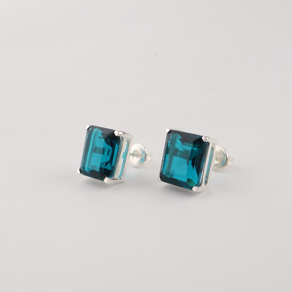 Apatite Gemstone 925 Sterling Silver Jewelry Handmade Earrings 0.4" For Wedding EE-179-16