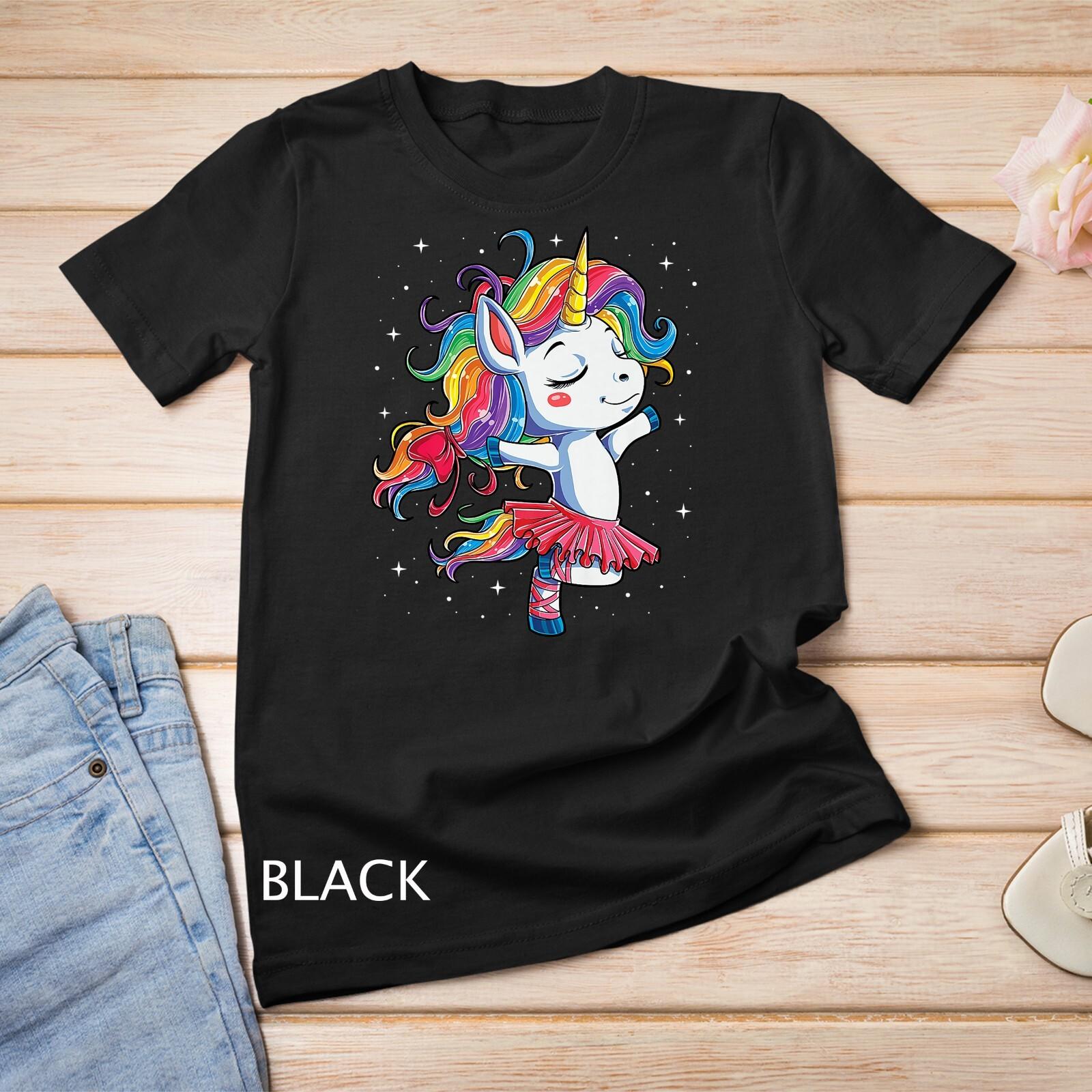 Ballet Dancer Unicorn T Shirt Mens Womens Tees Top Girls Rainbow Ballerina Unisex T-Shirt Mens Womens Tees Top M