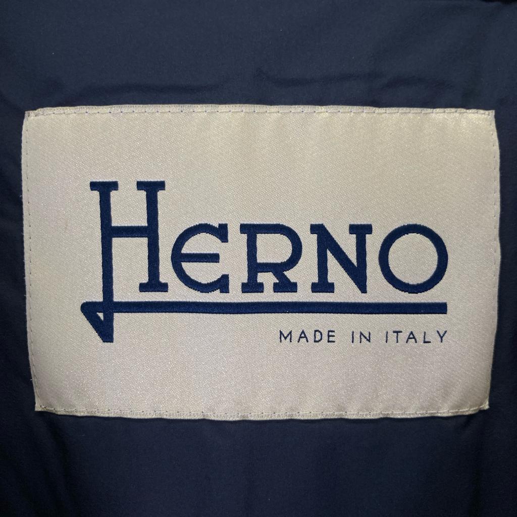 HERNO PI001564D-39601-9290 Navy wool-blend hooded down coat coat 40 NavyUsed