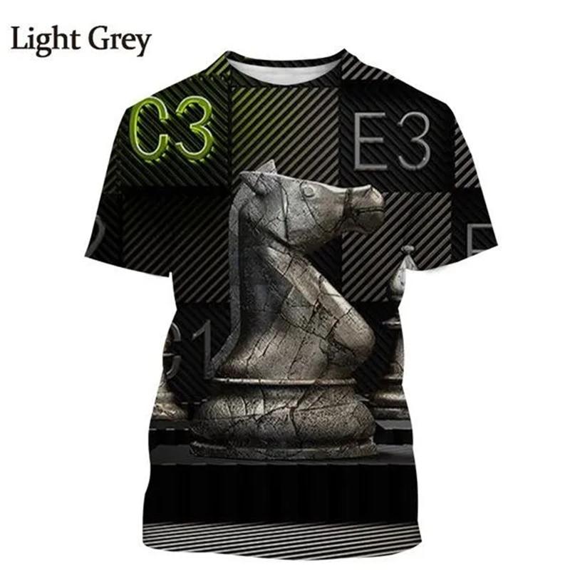 3D Chess Print T Shirt For Men Funny Graphic T-Shirts Summer Trend Harajuku Oversized Short Sleeve Leisure O-neck Tops T Shirts