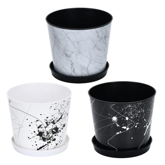 Small 6 Inch Planter for Indoor Plants Plastic Flower Pot with Drainage Hole And Saucer for Orchids Violets Herbs