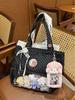 Polka Dot Anime Ita Bag: Large Capacity Canvas Tote with Versatile Shoulder Strap - Korean Style