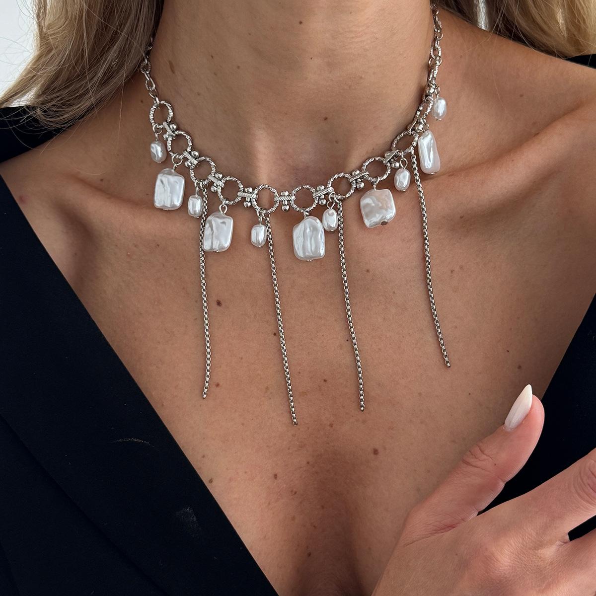 Ожерелье с подвеской «Алмазный крест любви» на ветряной застежке, Ожерелье с витой цепочкой из хрустальных бусин с бахромой