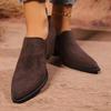 Women's Pointed Toe Chunky Heel Suede Shoes - Four Seasons Office Casual