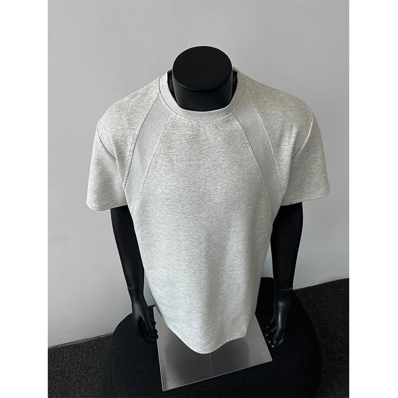 Men's T-shirt, Short-sleeved, Casual Sports Style, Crew Neck Short-sleeved for Men Daily Wear Solid Color Cotton Poly Crew Neck T-shirt for Men