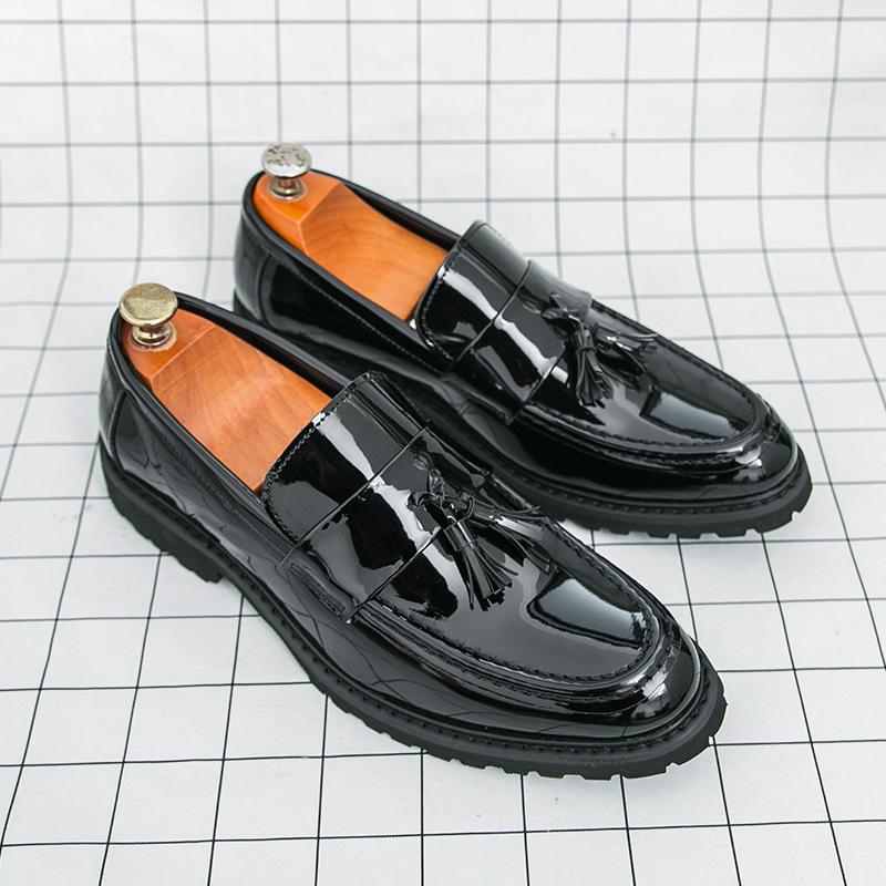 Men s Tassel Slip-on Patent Leather Loafers - Plus Size Casual Business Shoes 39