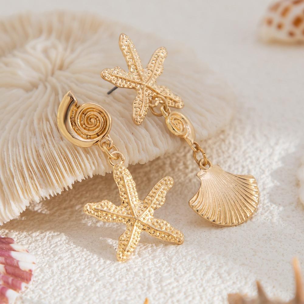 Scallop Shell Drop Earrings Conch Starfish Pendant Earrings Charms Starfish Stud Earrings  Girl
