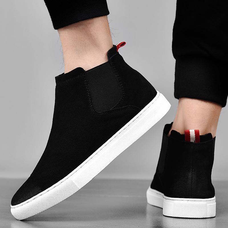 Men‘s Genuine Leather Chelsea Boots Suede Leather Ankle Boots For Men Autumn Winter Casual Shoes
