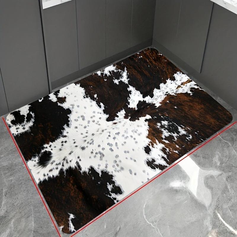 Cowhide Pattern Kitchen Floor Mat, Non-Slip and Floor Area Rug, Floor Mat, Entrance Kitchen Living Room Bathroom Home Decoration
