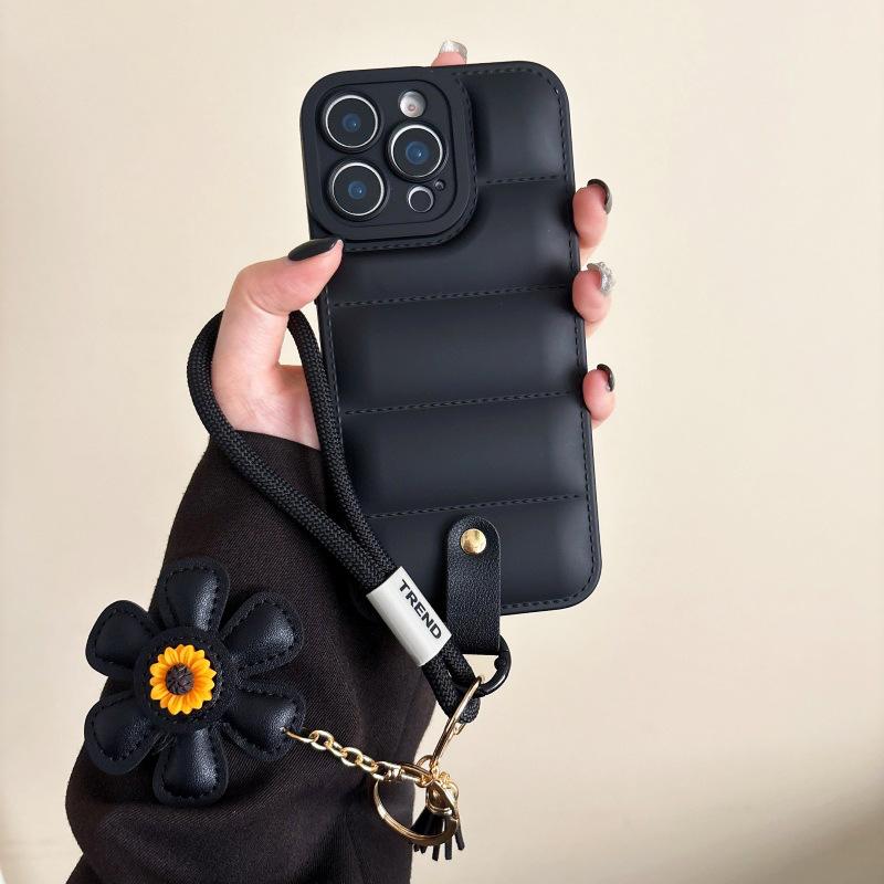 Applicable To Iphone16 Down Jacket Mobile Phone Case 17ProMax Sunflower Portable Silicone All-inclusive 15P Protective Case