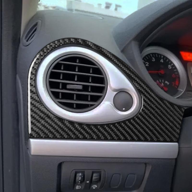 For Renault Clio 3 2006-2012 Real Carbon Fiber Stickers Driver's Side Air Vent Panel Cover Car Accessories Interior Decorative