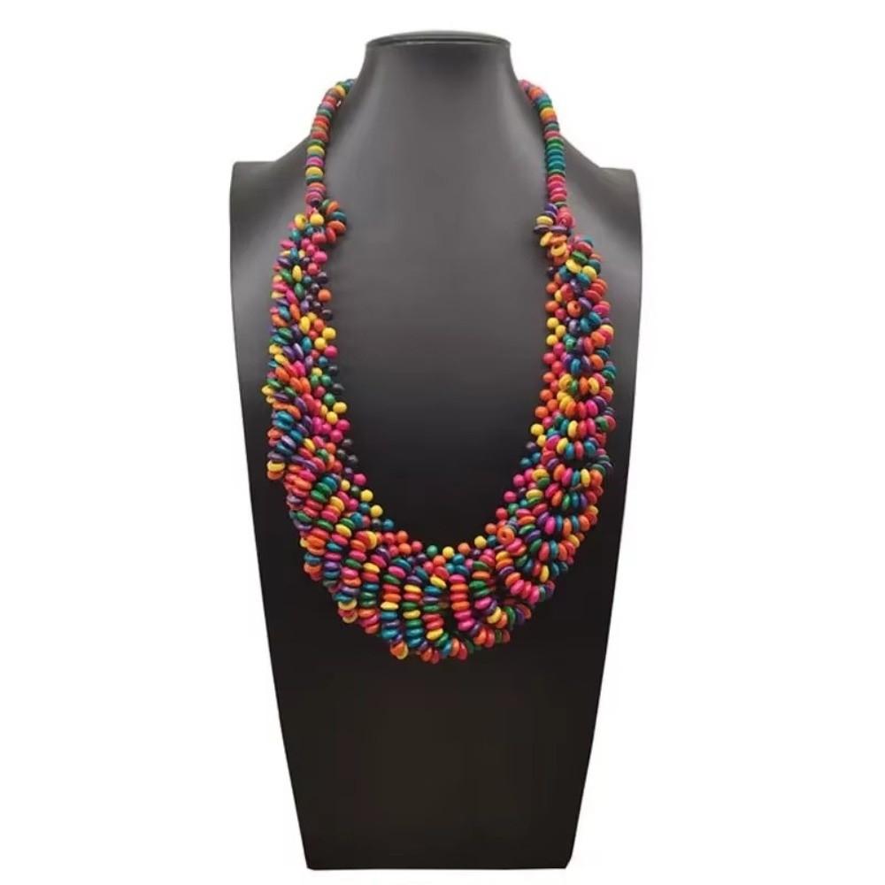 Hand Woven Bohemian Necklace Wooden Neck Chain New Statement Necklace For Women