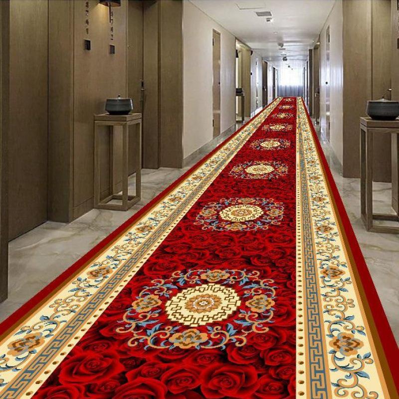 Washable Retro Corridor Carpet Long Hallway Rug Antiskid Living Room Kitchen Aisle Runner Carpet Hotel Home Hall Decoration Mat