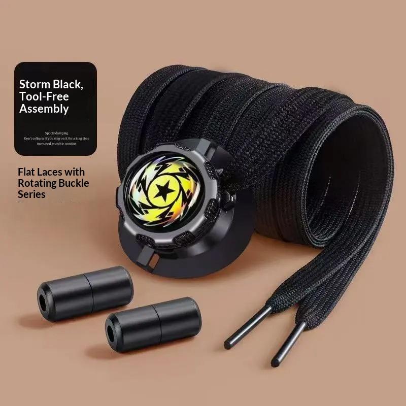Automatic Shoelaces Swivel Buckle No Tie Laces Widened Flat for Sneakers Lazy Shoelace Fastening Accessory Adults Kids Unisex