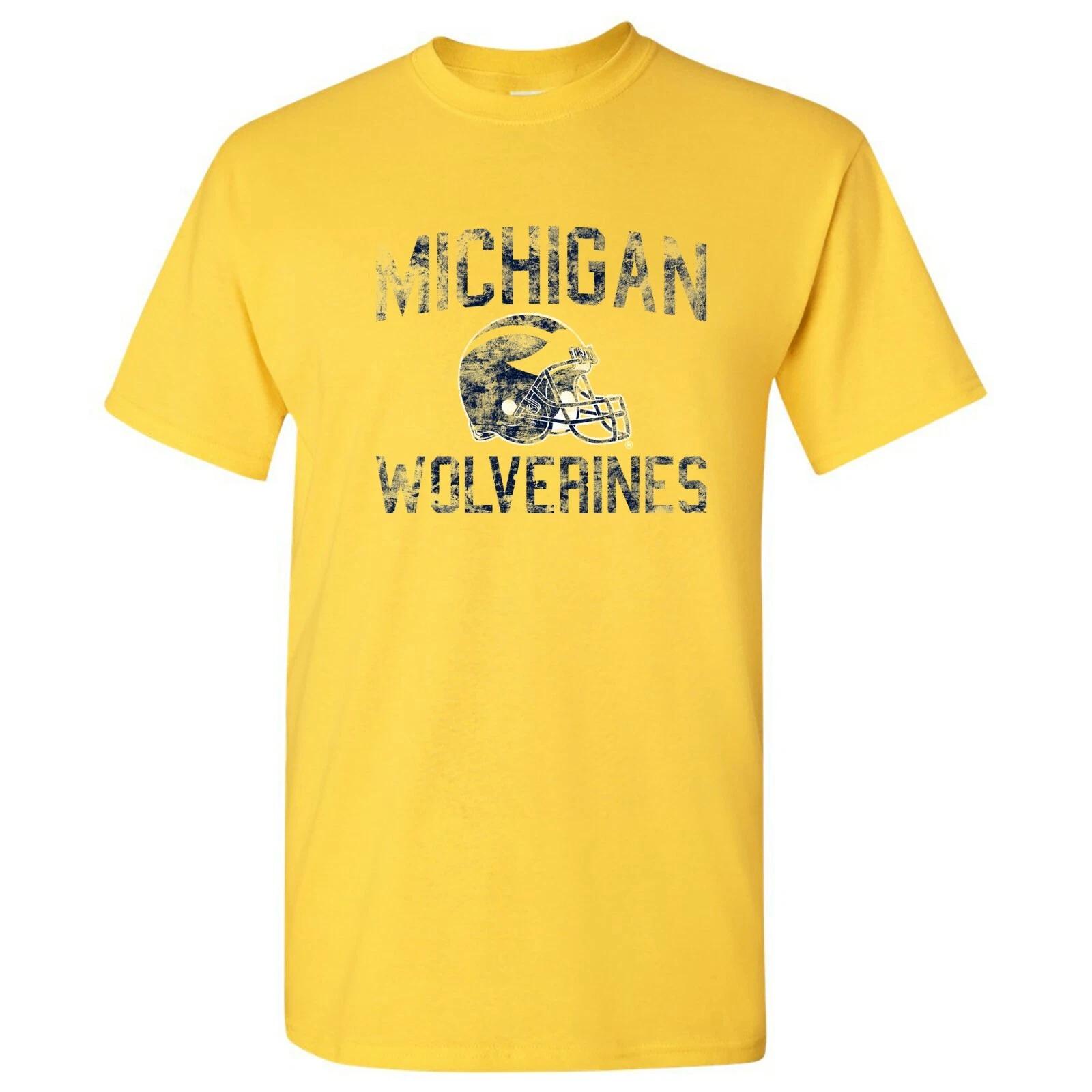 Michigan Wolverines Faded Football Helmet T Shirt 3XL