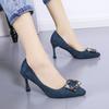 Fashion 2024 New Style Women's High Heels Elegant Sexy Niche Versatile Fine Track Solo Shoe Summer Rubber Upper Work Shoe