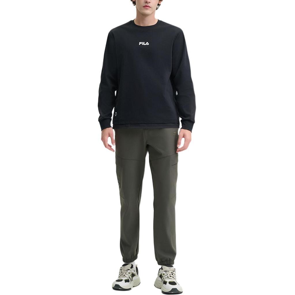 Fila Heritage Series Fashion Casual Simple Comfortable Long Sleeve T-Shirt Men Tops Black F11M448210F-BK