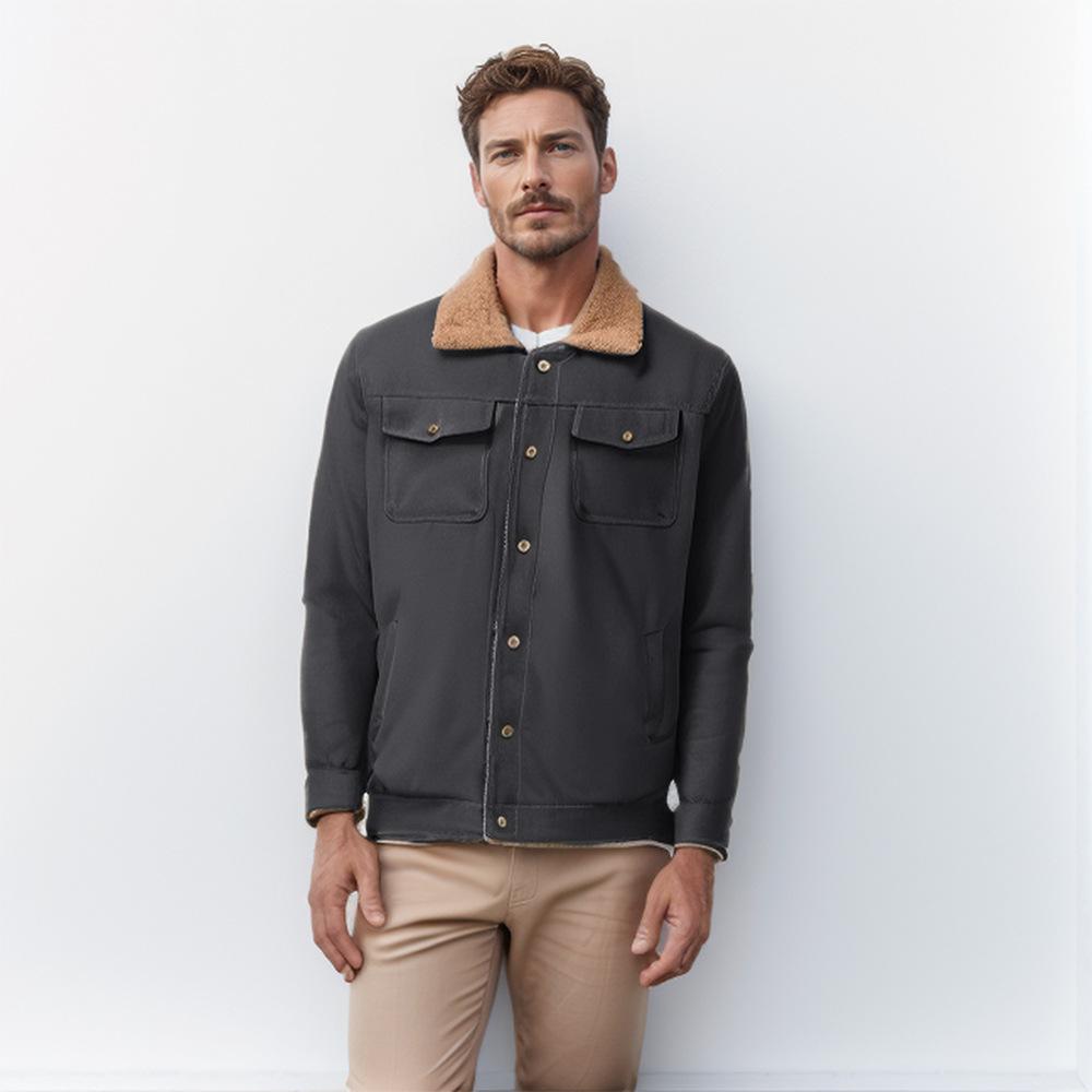 Autumn and Winter Men's Jacket Fleece Cotton Casual Jacket Men's Jacket